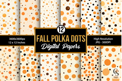 Fall Orange Polka Dots Seamless Patterns
