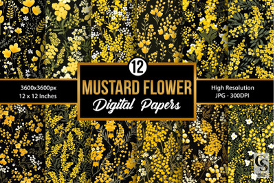 Cute Mustard Flowers Seamless Patterns