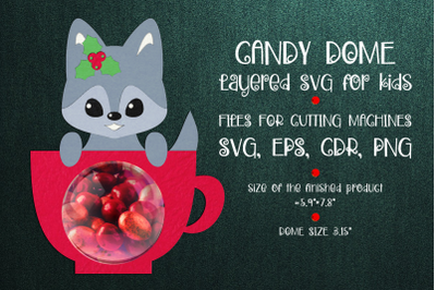 Wolf in a Cup | Candy Dome | Christmas Ornament | Paper Craft Template | Sucker Holder SVG