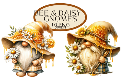 Bee and Daisy Gnomes Watercolour Clipart Bundle