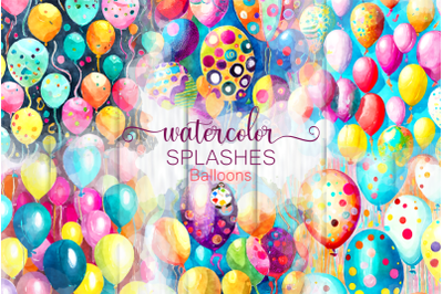 Watercolor Balloon Splashes - Design Elements
