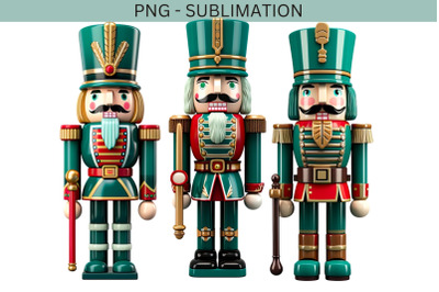 Green Christmas Nutcrackers Boy PNG Sublimation Hand Drawn