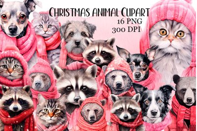 Cute winter animals Watercolor Sublimation clipart PNG