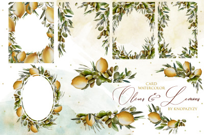 Watercolor Cards Olives &amp; Lemons
