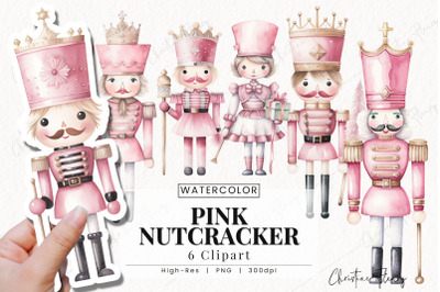 Watercolor Pink Nutcracker Clipart