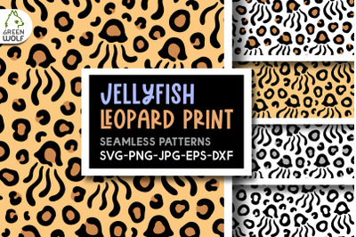 Jellyfish leopard print svg Underwater digital paper Sea pattern svg