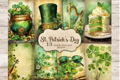 St Patricks Day Junk Journal Pages | Green Printable Journal