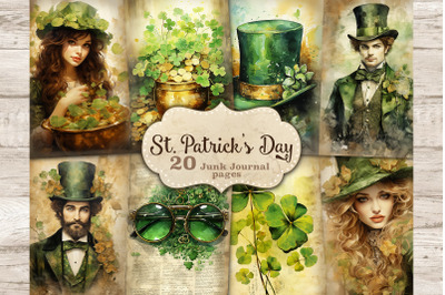 St. Patrick&#039;s Day Junk Journal Paper | Digital Collage Sheet