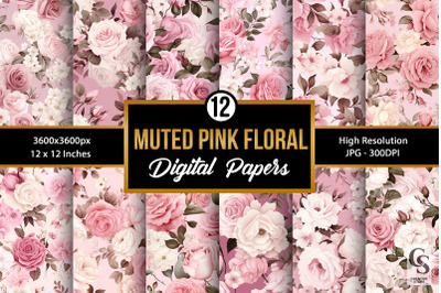 Muted Pink Flowers Seamless Patterns