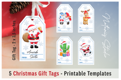 5 Cute Christmas Gift Tags. Printable templates.