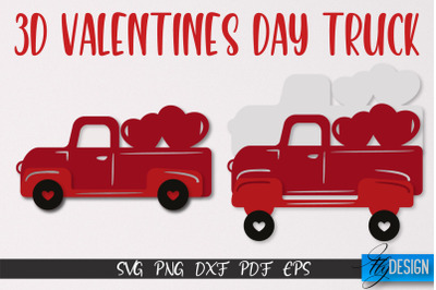 3D Valentine&#039;s Day Truck SVG | Print Design | SVG File