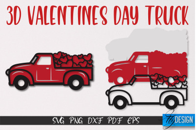 3D Valentine&#039;s Day Truck SVG | Print Design | SVG File