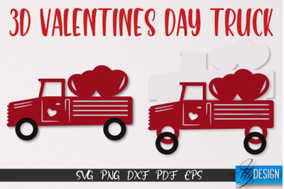 3D Valentine&#039;s Day Truck SVG | Print Design | SVG File