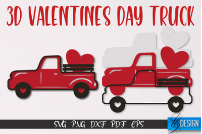 3D Valentine&#039;s Day Truck SVG | Print Design | SVG File