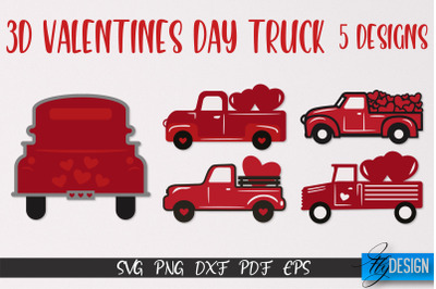 3D Valentine&#039;s Day Truck SVG | Print Design | SVG File