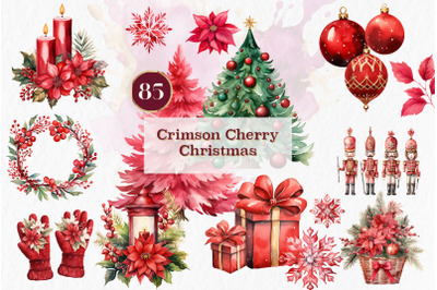 Pink christmas clipart watercolor PNG