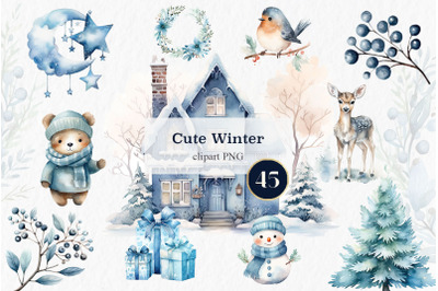 Cute christmas watercolor clipart PNG