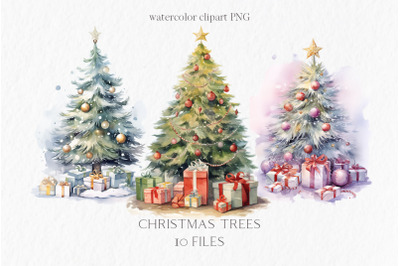Christmas tree watercolor clipart PNG
