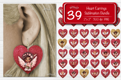 Sublimation earring bundle Heart earrings Heart shape Baby angel png V