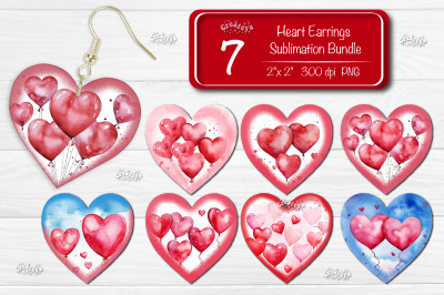 Sublimation earring bundle Heart earrings Heart shape Balloons Valenti