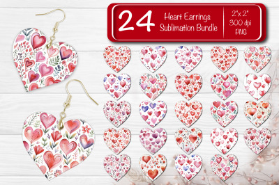 Valentine patterns hearts Sublimation earring bundle Heart earrings Va