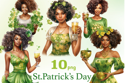 St.Patricks Day Clipart | Irish Black Girl Clipart