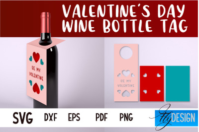 Valentine&#039;s Day Wine Bottle Tag SVG | Paper Cut Design | SVG File&nbsp;