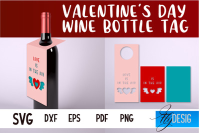 Valentine&#039;s Day Wine Bottle Tag SVG | Paper Cut Design | SVG File&nbsp;