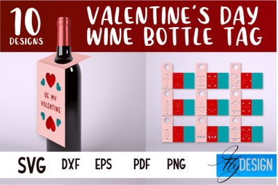 Valentine&#039;s Day Wine Bottle Tag SVG | Paper Cut Design | SVG File&nbsp;