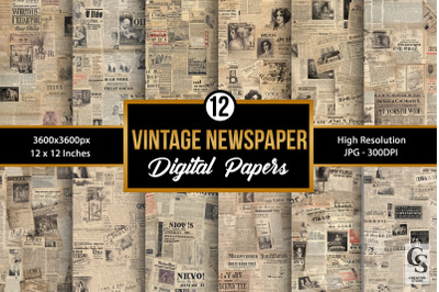 Vintage Newspaper Pattern Digital Papers