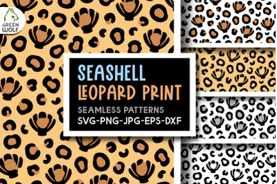 Seashell leopard print svg Sea digital paper Ocean pattern svg