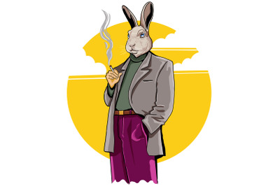 Rabbit Mafia Vector Illustration