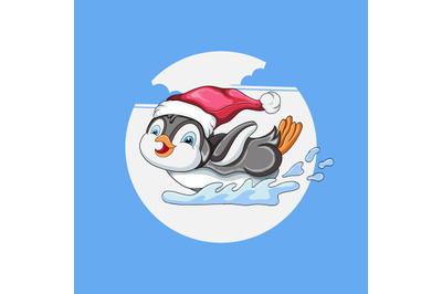 Cute Christmas Penguin Vector Illustration