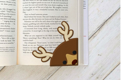 ITH Reindeer Face Corner Bookmark | Applique Embroidery