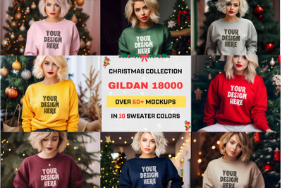 Christmas Gildan 18000 Sweatshirt Mockup