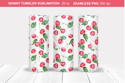 Watercolor cherry Tumbler Wrap | Cherry Tumbler Sublimation