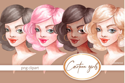 Watercolor girls clipart, PNG