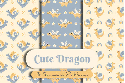 Cute Dragon Seamless Patterns
