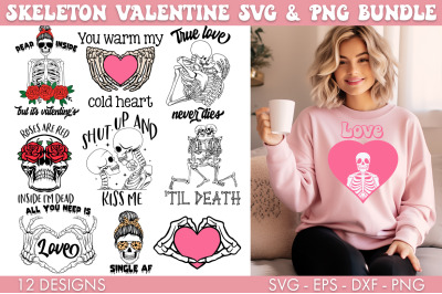 Skeleton Valentine SVG Bundle Sublimation Cut file