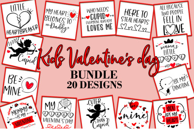 Kids Valentine&#039;s Day SVG Bundle Sublimation Cut file