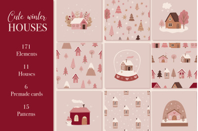 Cute Winter Houses. Christmas Collection