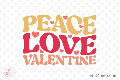 Peace Love Valentine, Retro Valentines Day SVG