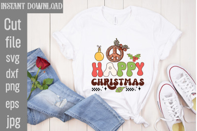 Happy Christmas SVG cut file&2C;Christmas Retro Designs Christmas Sublima