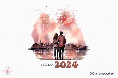 Hello 2024, New Year Sublimation Design