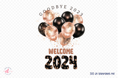 Goodbye 2023 Welcome 2024 - New Year PNG