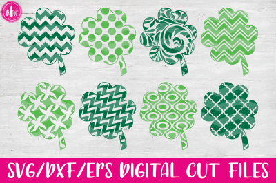 Patterned Clovers - SVG, DXF, EPS Cut Files