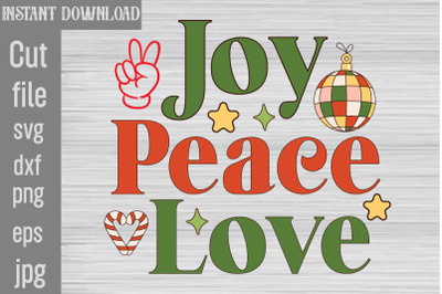 Joy Peace Love SVG cut file&2C;Christmas Retro Designs Christmas Sublimat