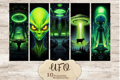 UFO Bookmarks Printable | Alien Bookmarks Printable