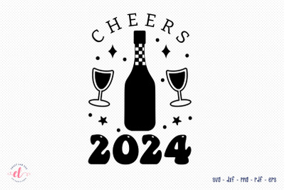 Cheers 2024, New Year SVG Design