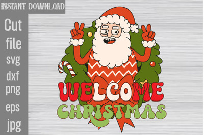 Welcome Christmas SVG cut file&2C;Christmas Retro Designs Christmas Subli